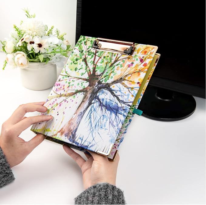 EYROZILL Mini 3 Ring Binder 1 Inch for 5.5" x 8.5" Paper with 5-Tab Dividers EYROZILL Cute Mini Binder for School/Office Supplies and Home, Season Tree