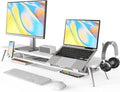 Fenge 42.5-Inch Monitor Stand Riser with Laptop, Phone & Headphone Holders | 10° Adjustable Laptop Holder, 2-Tier Storage, Dual Monitor or Monitor-Laptop Setup, Ideal for Multitasking, Gaming, Streaming