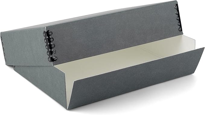 Lineco Museum Archival Storage Box, 17.75x22.75x3 in. Drop Front Design. Acid-Free with Metal Edge. Organize Photos, Pictures, Prints, Documents, Crafts, DIY. Gray, 1 Pack