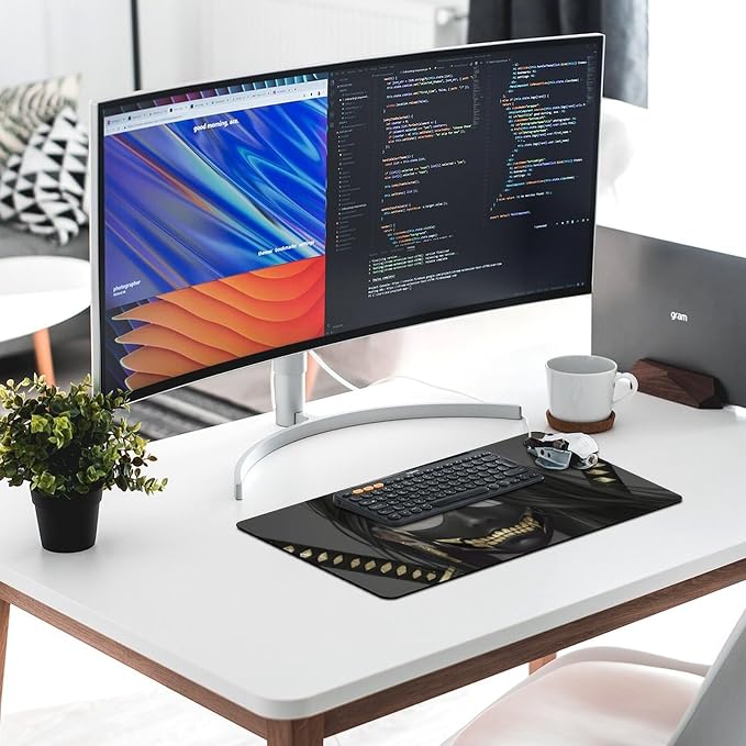 Large Mouse Pad Gaming Aesthetic Anime Girl Japanese Samurai Portrait Big Computer Desk Mat Desk Pad for Keyboard and Mouse Mat Non-Slip Base 30x60cm