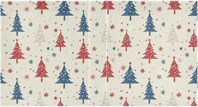 Winter Red and Blue Trees Snowflake 3 Ring Binder 1.5" Decorative D-Ring Binder with Clipboard&3 Clear Pockets, Holds 200 Sheets A4 Size Paper Waterproof Binders for School Home Office