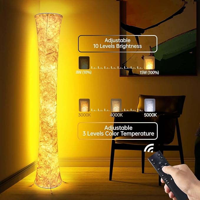 2 Pcs Floor Lamp, 61'' Smart RGB LED Corner Lamp with Music Sync and 16 Million DIY Colors, 3 Color Temperature, APP & Remote Control, Color Changing Standing Floor Lamp for Bedroom Living Room