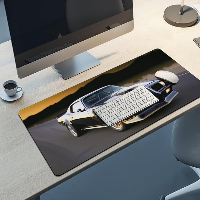Classic American Muscle Car Mouse Pad Gaming Cool Mousepad Large Extended Computer Desk Pad Mat with Non-Slip Rubber Base Vintage Office Desk Accessories 35.4" x 15.7"