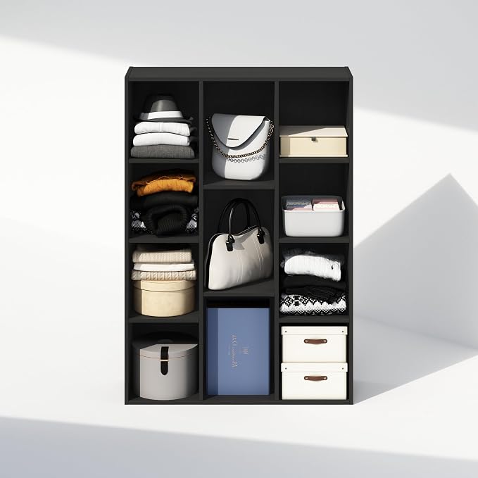 Furinno Reed Closet Organizers and Storage, 11-Cube Closet Organizer, Open Shelf Closet Storage, for Wardrobe, Bedroom, Living Room, Blackwood