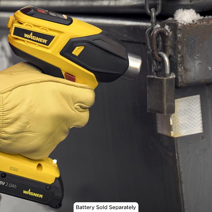 Wagner Spraytech FURNO 550 18V Cordless Heat Gun, Bare Tool | Variable-temperature 18V cordless heat gun, 550°F to 1000°F, includes two nozzles; battery and charger are sold separately.