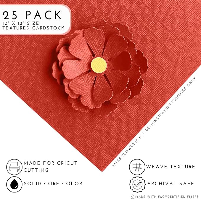 JACK-O'-LANTERN—12x12 Textured Cardstock | 80lb Textured Orange Scrapbook Paper | Premium Cardstock for Cricut Cutting | 25 Sheets