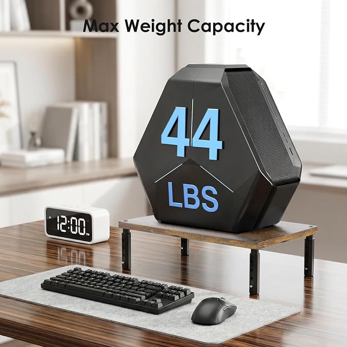 Adjustable Monitor Stand Riser for Desk, Wood Computer & Laptop Stand, Desk Organizers and Accessories, Office Desk Accessories & Workspace Organizer for Home Office Supplies, Brown