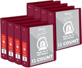BAZIC Products 2" Burgundy 3-Ring View Binder, Slant-D Ring, 12-Case | 2 inside pockets, 2 in Burgundy view 3-ring binder, slant-D rings, holds up to 480 sheets, Durable poly cover, 2 Pockets