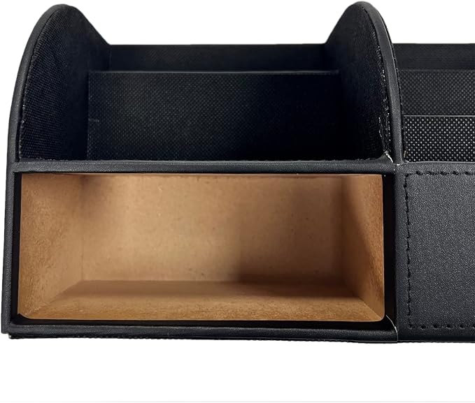 UnionBasic Desk Organizer - Multifunctional Leather Desktop Pen Holder Storage Box - Business Card/Pen/Pencil/Mobile Phone/Stationery Holder, Black