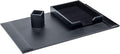 Dacasso Bonded Set Luxury Leather Desk Pad & Desk Organization Essentials, 3 Piece, Black