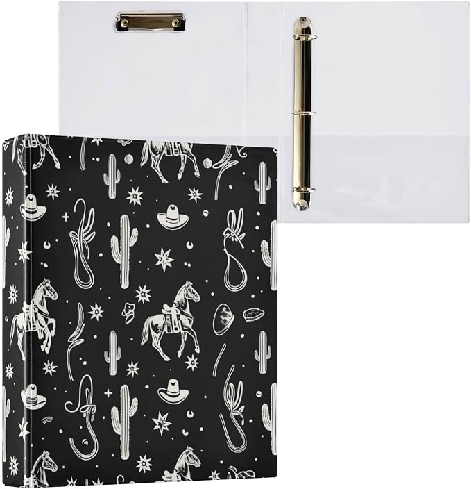 Featuring Cowboy Cactus Round Ring Binders 1.5 Inch 3 Ring Binder with Clipboard Holds 200 Sheets Office Home School