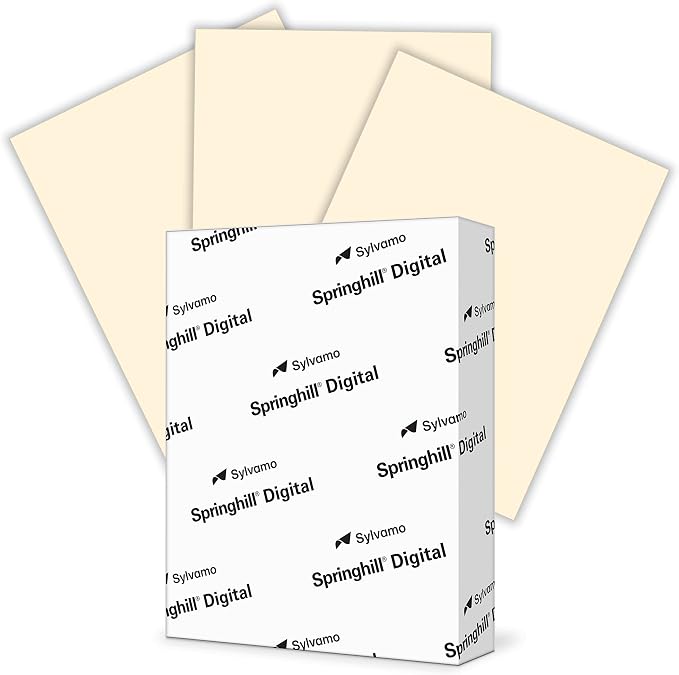 Springhill 8.5” x 11” Ivory Colored Cardstock Paper, 67lb Vellum Bristol, 147gsm, 250 Sheets (1 Ream) – Premium Lightweight Cardstock, Vellum Printer Paper with Textured Finish – 056000R