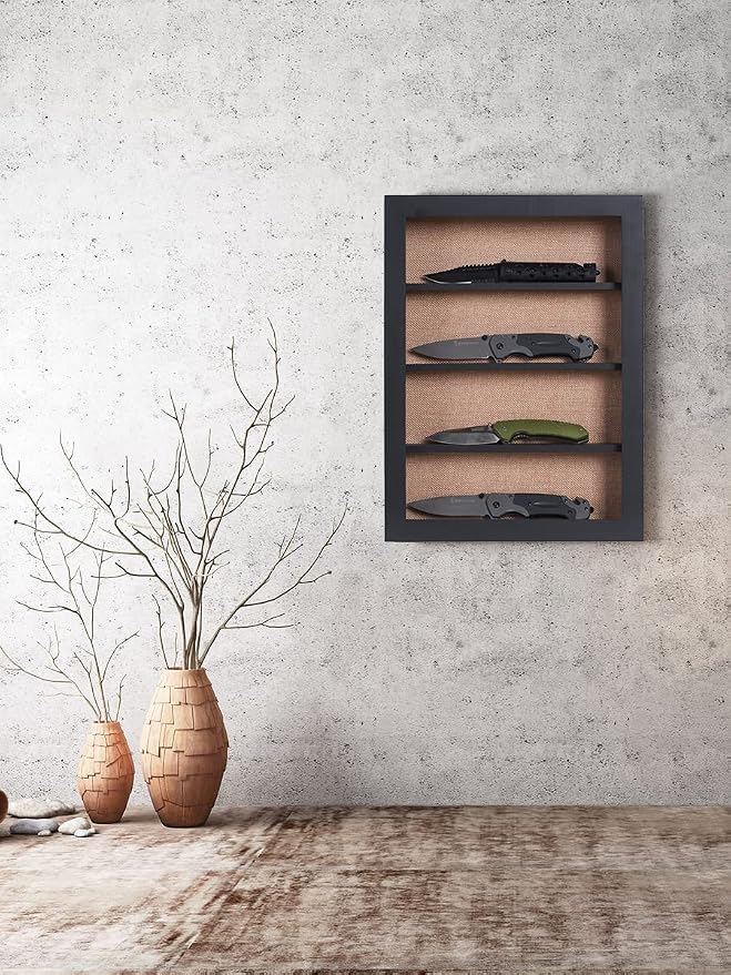 12x16 Shadow Box with 3 Removable Shelves, Black | Large Collectible Display Case, Shadow Box with 3 Removable Shelves for Miniatures, Medals, Coins, Shells and Figurines