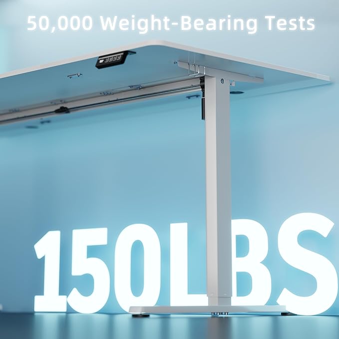 Shintenchi Standing Desk, 71x31 Inch Height Adjustable Electric Sit Stand up Desk, Ergonomic Rising Computer Table, Modern Lift Gaming Desk Workstation for Home Office, White