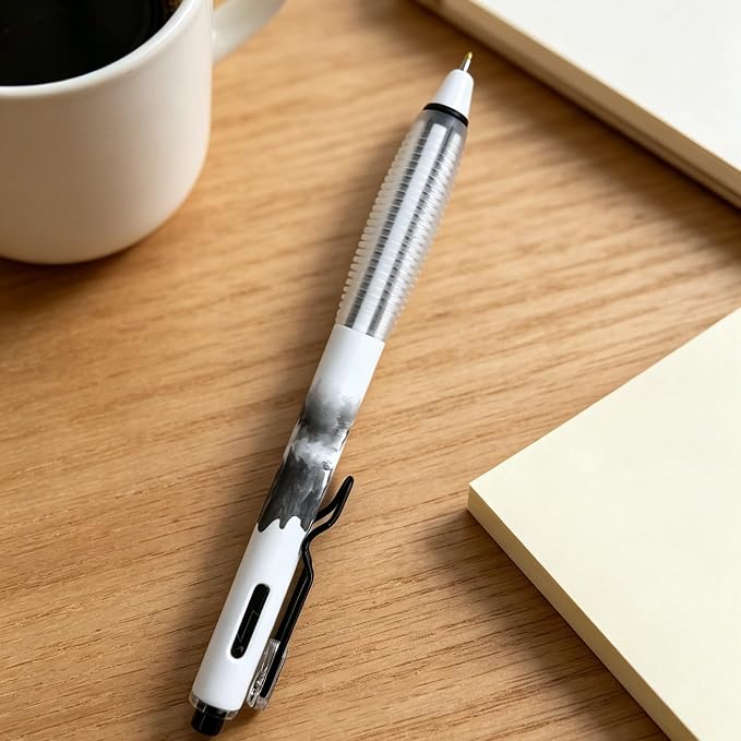 Fengtaiyuan Retractable Gel Pens, 0.5mm Fine Point Black Ink, Quick Dry Gel Pens with Triangular Silicone Grip, Ergonomic Non-Slip Smooth Writing for School Office Note Taking, 6 Pack