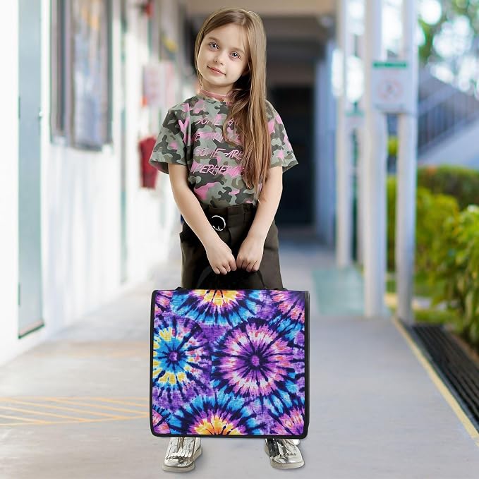 Tie Dye Blue Purple 3 Ring Binder Bag 1.5 inch Binder Organizer with Zipper Shoulder Strap 500 Sheet Documents Storage for School Office