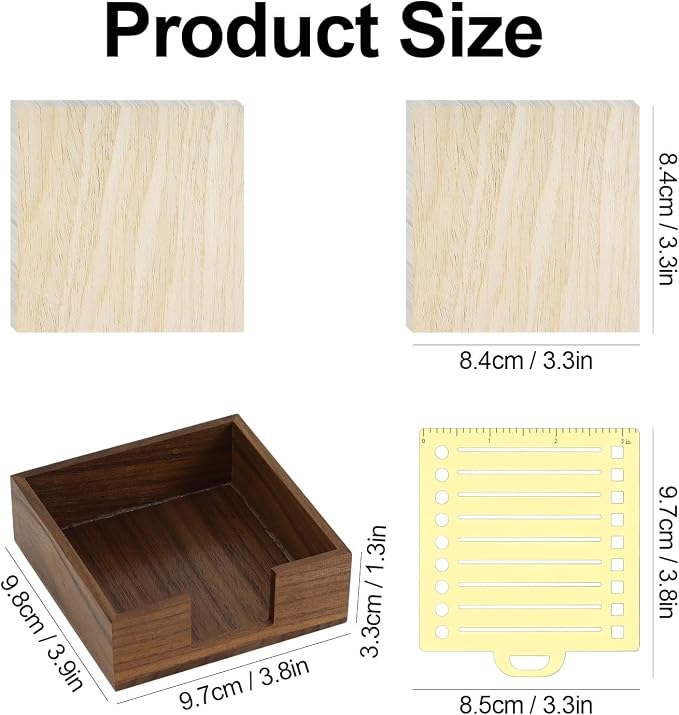 Buqoo Sticky Note Holder, Walnut Wood Post It Note Dispenser for Office Desk Supplies Organizer Accessories for Office Home Schools | Metal Stencil, 2* Sticky Notes 3"x3", Post It Note Dispenser Sticky Note Pad Holder Organizer for to Do Lists, Grocery...