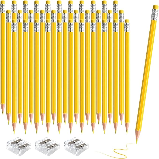 36 PCS Yellow Pencils with Eraser, Pre-Sharpened HB Spring & Easter Pencils for Kids, School Supplies for Writing, Drawing & Easter Art Crafts (Yellow)