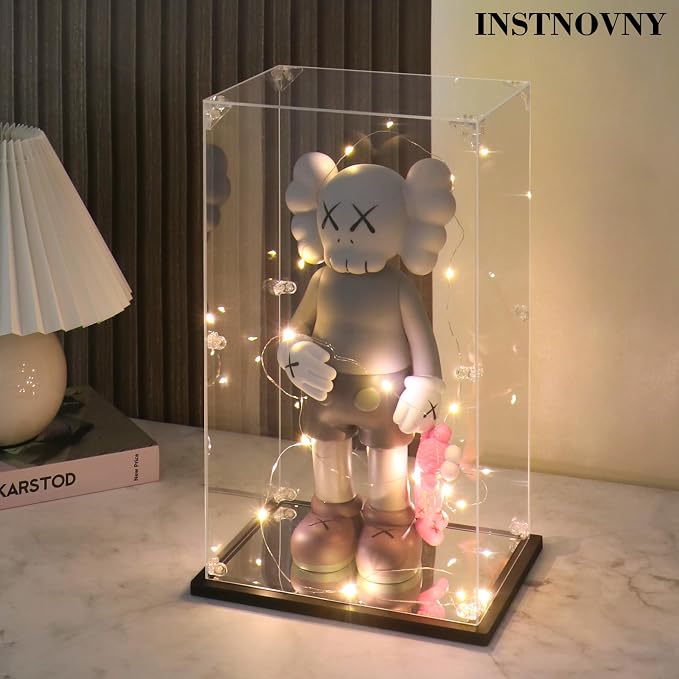 Acrylic Display Case, 9.8×7.8×15.8 Inch Clear Acrylic Display Box with Black Frame, Assemble Collectibles Display Case for Trophy, Action Figures, Dolls & Building Toys