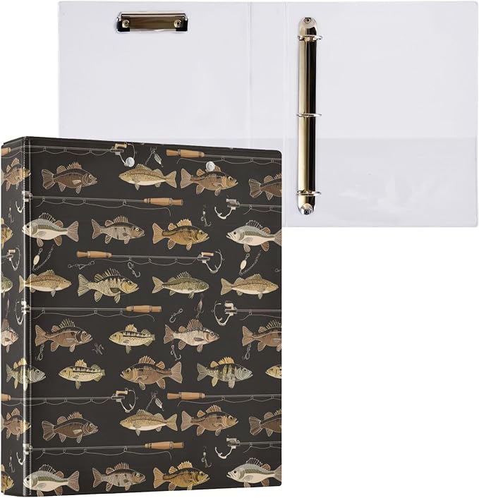 Fish Man Round Ring Binders 1.5 Inch Man I Love Fishing 3 Ring Clipboard Binder for Office School Work Supplies File Folder 200 Sheet Capacity 2 Pieces