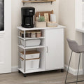 Furinno Helena Rolling Cart, 4-Tier Rolling Utility Cart with Closed Cabinet, Storage Cart, for Office, Living Room, Kitchen, Storage and Organizers, White Wood