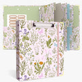 3 Ring Binder 1 Inch, Cute Round Ring Binders with 6 Tab Dividers, Labels Stickers, Low Profile Clipboard with Storage, Fashion Binder School Office Supplies(Wild Flowers)