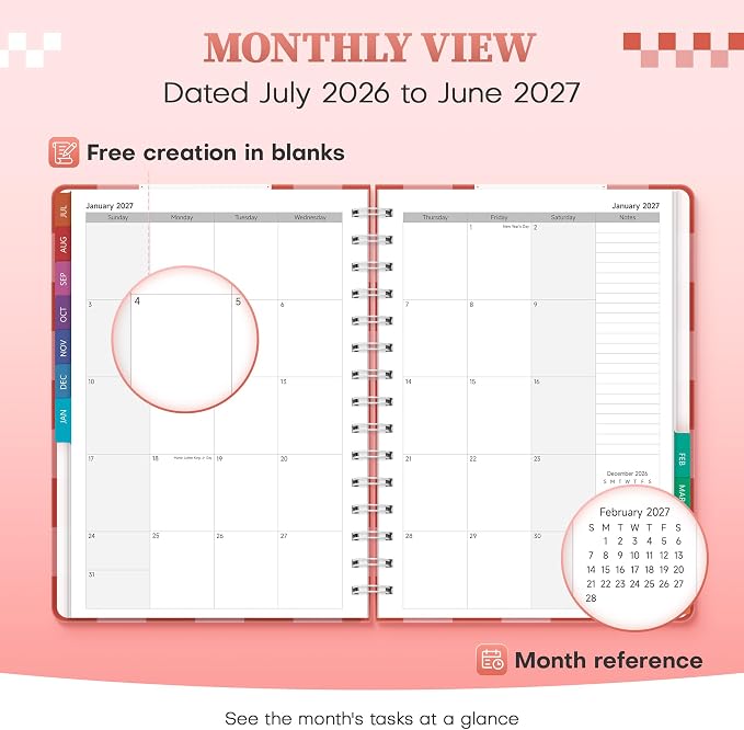 Planner 2026-2027 Weekly & Monthly Academic Planner, 6" x 8.3"