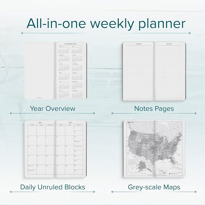 Harbor Pocket Weekly Monthly Planner 2026-2027 Leida Pine