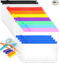 Gersoniel 40 Pieces 6 Ring Binder Zipper Pouch, 6 Hole Binder Pockets with Zipper Bulk Folders A6 Plastic Pouch Colorful Loose Leaf Bags Waterproof PVC Document Filing Bag
