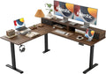 Agilestic 63 Inch L Shaped Electric Standing Desk with Drawer, Dark Walnut | 2 Stroage Drawers, Monitor Shelf, Corner Desk, Ample Workspace, Memory Presets, Hooks, Stable Steel Frame,176 lbs