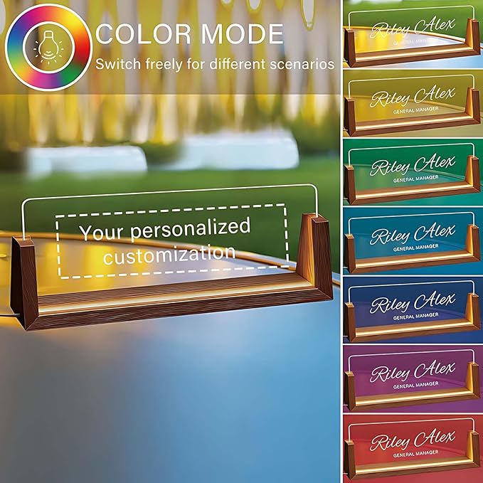 Acrylic Desk Name Plate Personalized, Custom Light Up Office Sign for Boss Employee Teacher, Appreciation Gifts for Coworkers, Professional Desk Decor