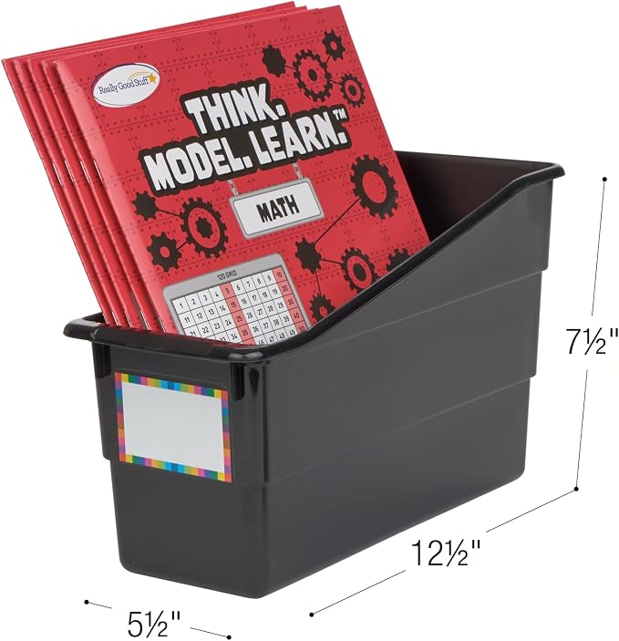 Really Good Stuff Durable Book & Binder Holders - 6 Pack - Black