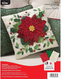 Bucilla Felt Applique Kit, 10" x 10" Holiday Felt Pillow Kit, Elegant Poinsettia