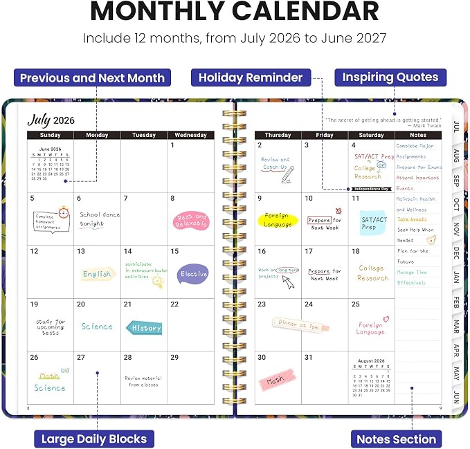 ZOTIA Planner 2026-2027 Weekly & Monthly Calendar Planner Jul 2026-Jun 2027