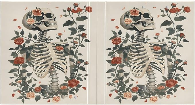 3 Ring Binder Skeleton and Roses 1.5" Round Ring Binders View Binder with 200 Sheet for Women Men Office Kids School Supplies, 1 Pack