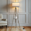 EOEYYOYB Floor Lamps for Living Room, Modern Standing Lamp with Shelf, 3 Color Temperature Led Bulb Tall Lamps with Foot Switch for Bedroom and Office, Grey