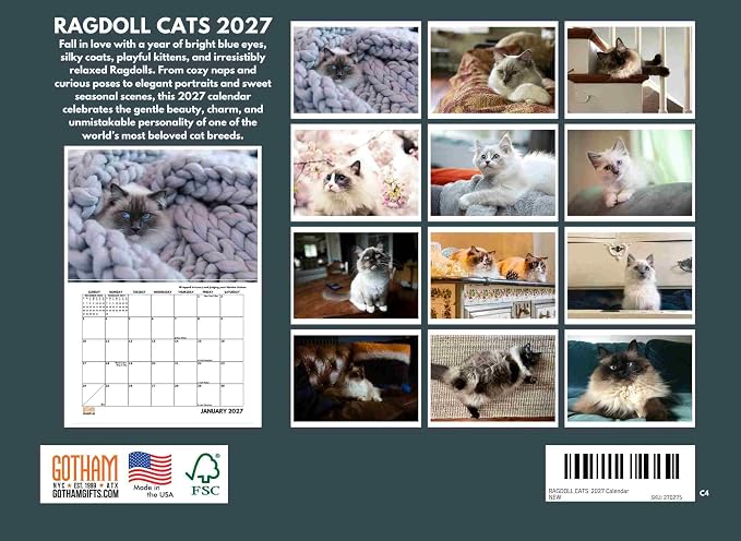 Ragdoll Cat Calendar 2027 Monthly Wall Calender 12 Month