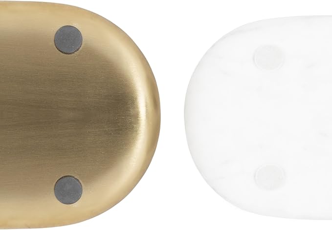 Kate and Laurel Koni Modern Glam Three-Piece Tabletop Organization Set; 12 x 6 x 5; White Marble and Gold; Marble and Metal Organizational Set for Office or Entryway Decor
