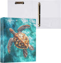 Turquoise Blue Turtle Binder 1.5 Inch Binder with Clipboard&Pockets, Coastal Sea Turtle Hardcover Binders 3 Ring, Heavy Duty Large File Folder for Office School Supplies - Holds 200 Sheets