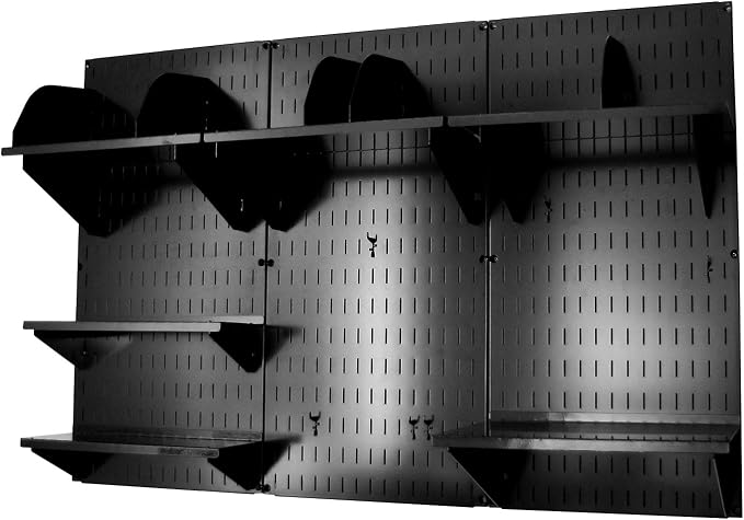 Wall Control Office Organizer Unit Wall Mounted Office Desk Storage and Organization Kit Black Wallboards and Black Accessories