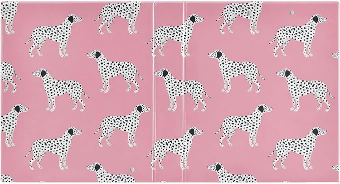 Black Dot Dalmatian Dog Pink Binder 1.5 Inch Binder with Clipboard&Pockets, Hardcover Binders 3 Ring, Heavy Duty Large File Folder for Office School Supplies - Holds 200 Sheets