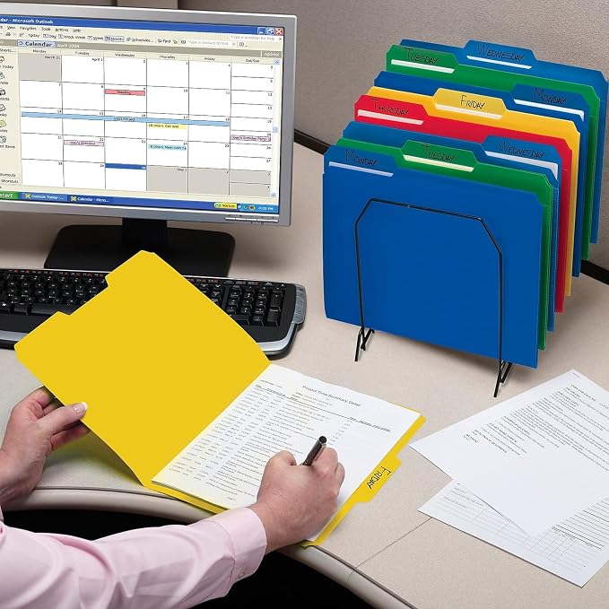 Smead Poly File Folder, 1/3-Cut Tab, Letter Size, Red, 24 per Box (10501)