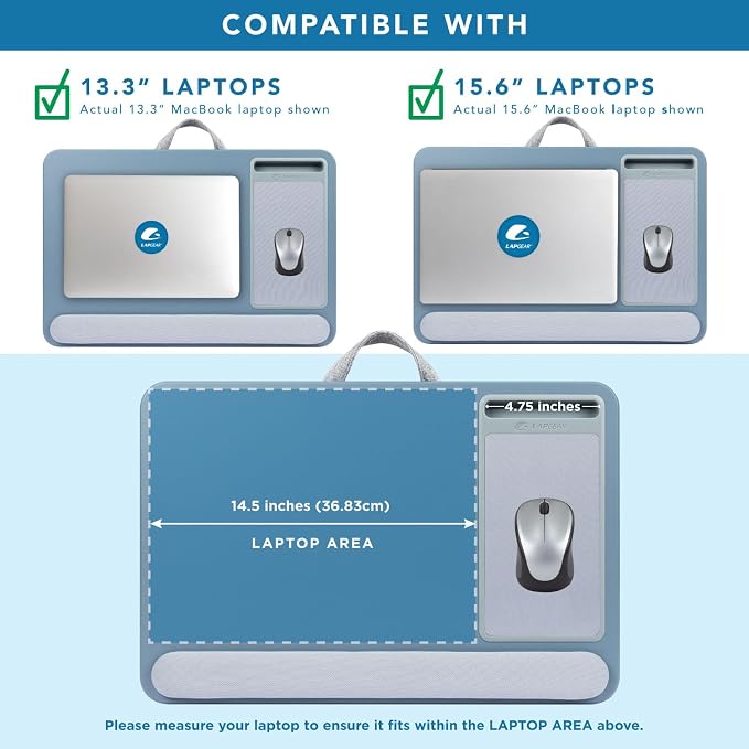 LAPGEAR Home Office Pro Lap Desk - Slate Blue, Fits 15.6” Laptops
