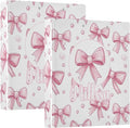 Pink Bows 4 3 Ring Binder with Clipboard Round Ring Binders Name Custom Binder 3 Interior Clear Pockets for Office Supplies 1 Pack