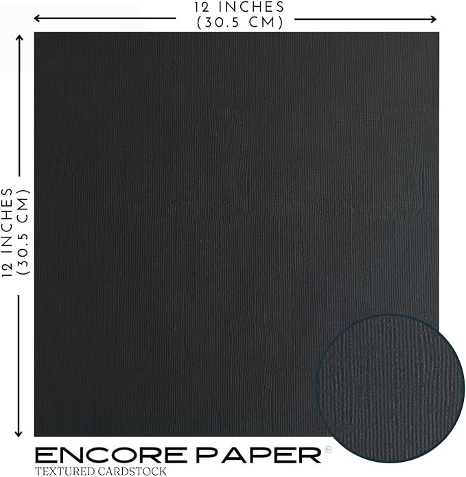 Jet Black —12x12 Textured Cardstock | 80lb Textured Black Scrapbook Paper | Premium Cardstock for Cricut Cutting | 25 Sheets