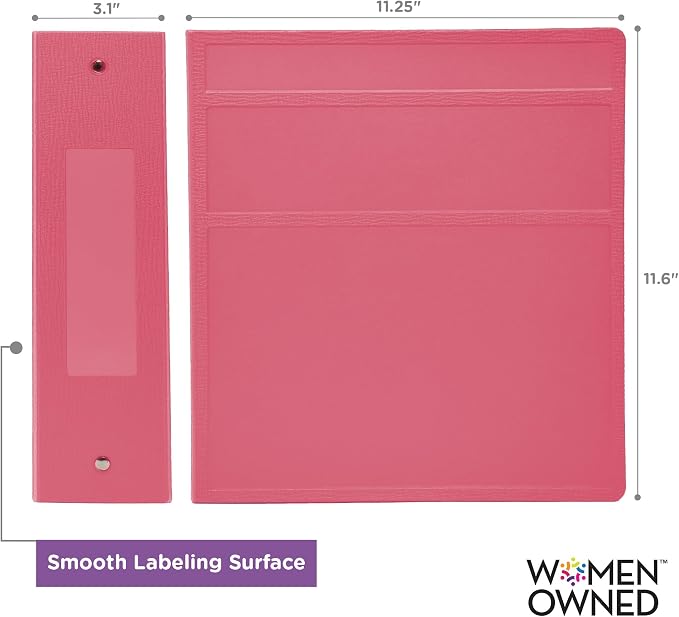 Carstens 3-Inch Heavy Duty 3-Ring Binder - Side Opening, Bubblegum Pink, Durable Plastic, Precision No-Gap Rings, Waterproof Cover, No Pockets, Holds 400 Letter Sheets, BPA-Free, Made in USA (1708-3R)