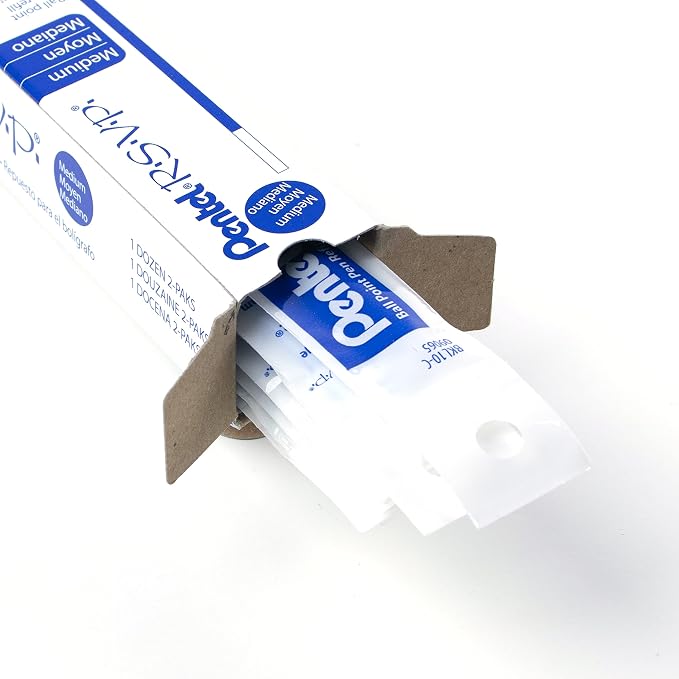 Pentel Refill Ink - For BK91 RSVP Ballpoint Pen, Medium Line, Blue Ink, 12 Pack (BKL10-C)