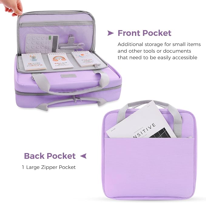SKYDUE Zipper Binder 3 Inch D-Ring School Binder, Oxford Fabric School Organizer Holds 700+ Sheets, Fits 14" Laptop, Water-Resistant, Handle & Shoulder Strap, 14"x13" – School Supplies, Purple