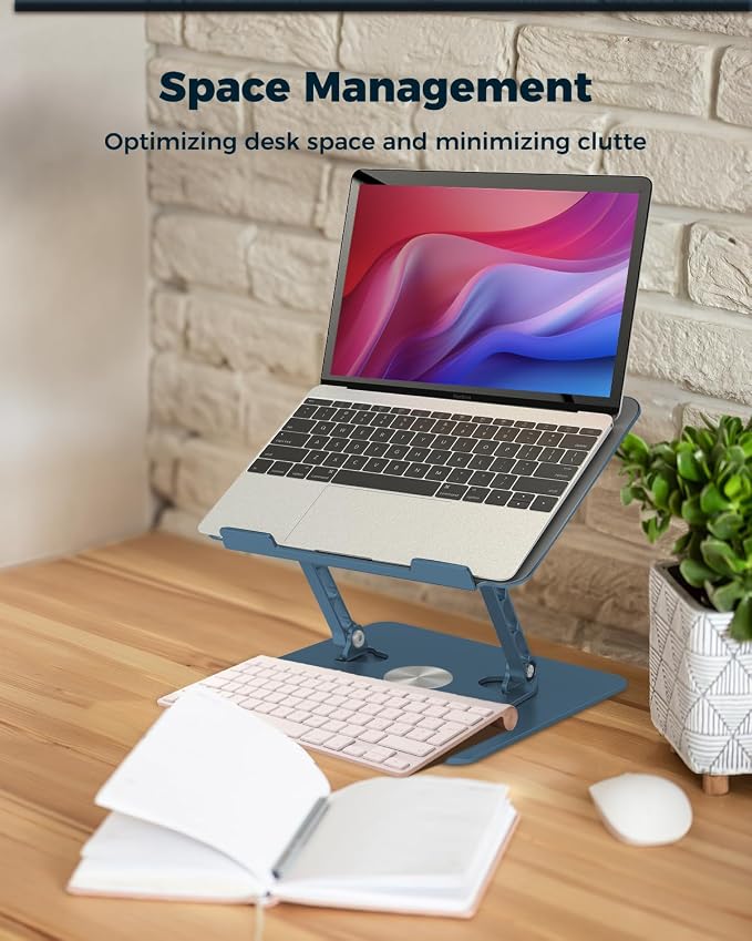 Aoviho 360° Rotating Laptop Stand for Desk | Adjustable, Foldable, Portable Aluminum Ergonomic Riser | Compatible with MacBook, Dell, HP & All Laptops 10-16 inch