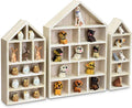 Ikee Design Wooden Shadow Box Display Shelf Organizer | Wall-mountable wood display rack with 5 adjustable shelves for figurines, action figures and collectibles.